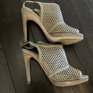Prada Brown Perforated Slingback Heels